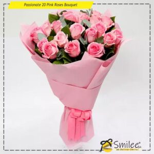 passionate 20 pink roses bouquet