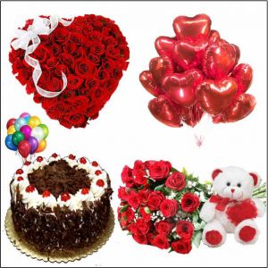 100redroses-heart-shape-bouquet-teddy-balloons-black-forest-cake