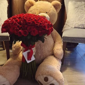 teddy with 10 dozen roses
